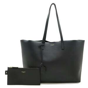 SAINT LAURENT PARIS YSL Yves Saint Laurent Tote Shoulder Bag in Black Leather...